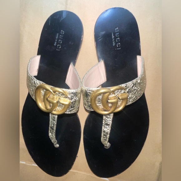 AUTHENTIC double G Gucci leather slides size 38 - Picture 10 of 11